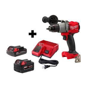 M18 FUEL 18-Volt Lithium-Ion Brushless Cordless 1/2 in. Hammer Drill/Driver w/ (1) 5.0 Ah, (1) 2.0 Ah Battery & Charger