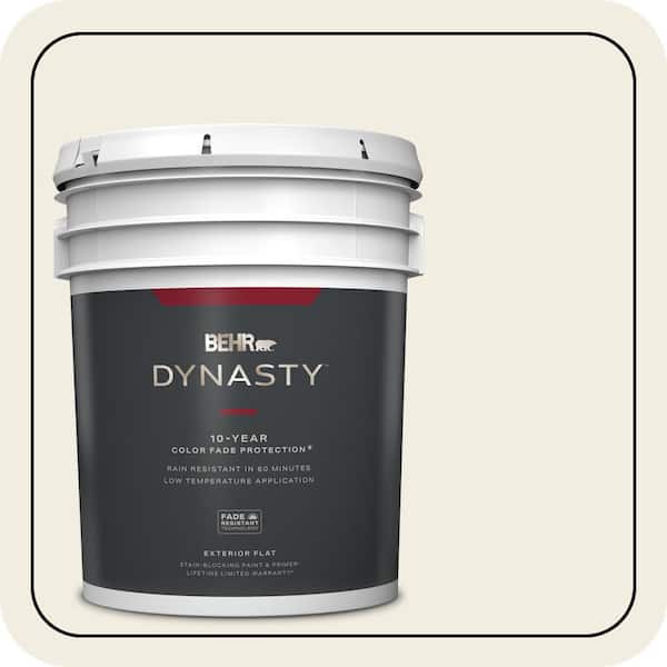 BEHR DYNASTY 5 gal. #12 Swiss Coffee Flat Exterior Stain-Blocking Paint & Primer