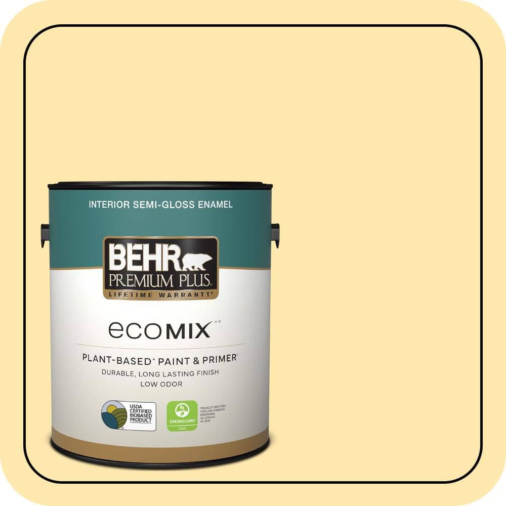 1 gal. #350B-4 Lemon Souffle Semi-Gloss Enamel EcoMix Plant-Based Interior Paint & Primer price history on PriceWatchPro