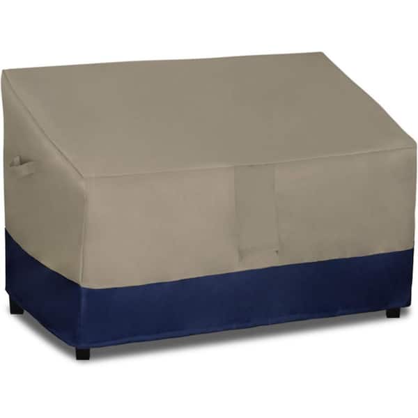 Unbranded 58 in. W x 40 in. D x 31 in. H Camel/Navy Waterproof Outdoor Loveseat Cover, Heavy-Duty 2-Seater Patio Couch Cover
