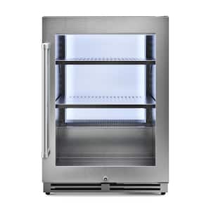 24 in. Single Zone 140-Cans Beverage Cooler in Stainless Steel with White LED Light