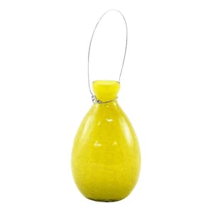 7 in. Tall, Yellow Hanging Glass Teardrop Rooting Vase