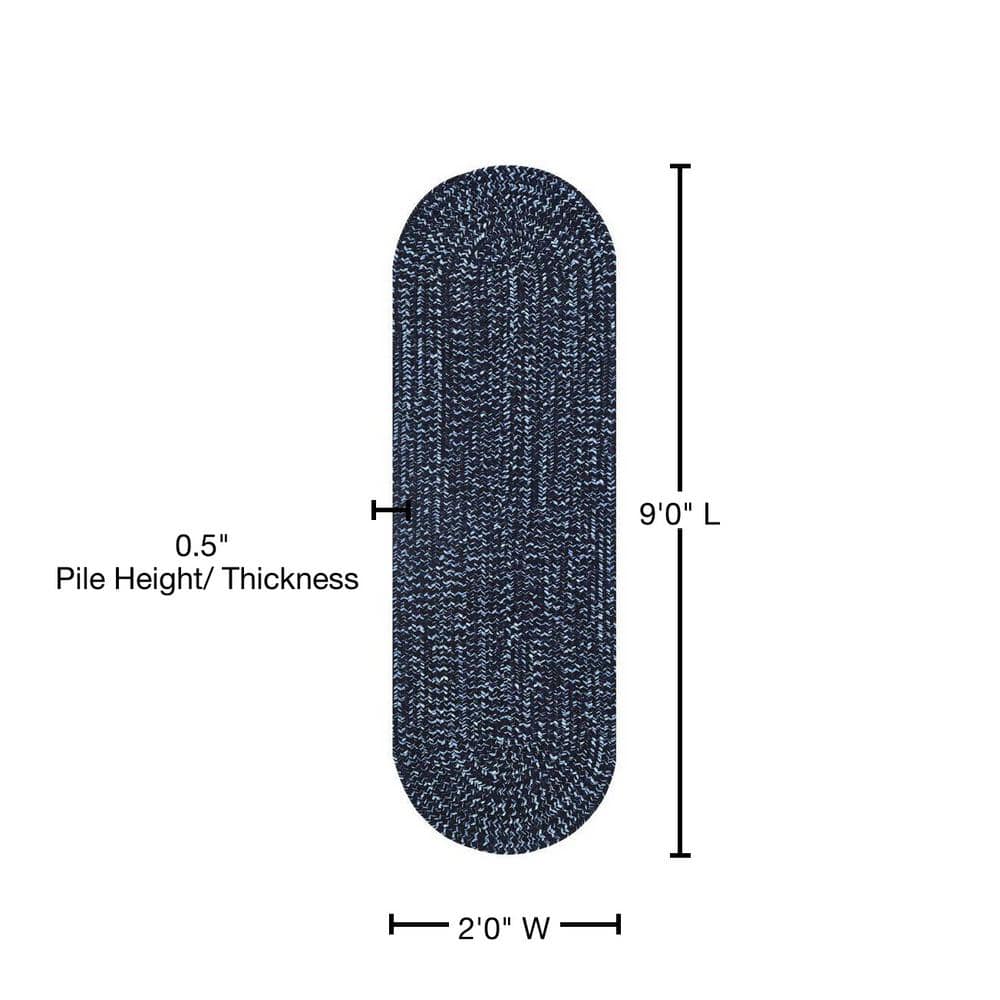 Navy and Smoke Blue Braided Reversible Synthetic Rug