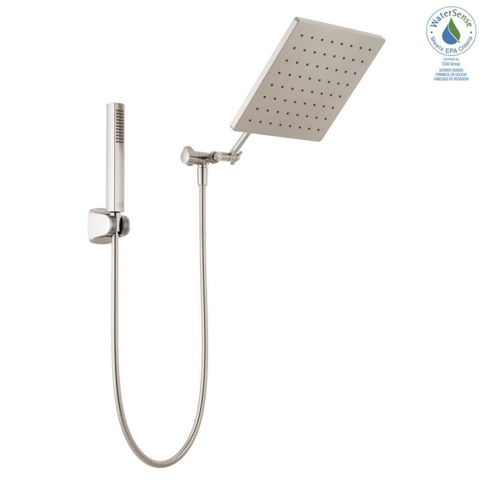 10-inch Spotshield Brushed Nickel Raincan Shower Head Combo
