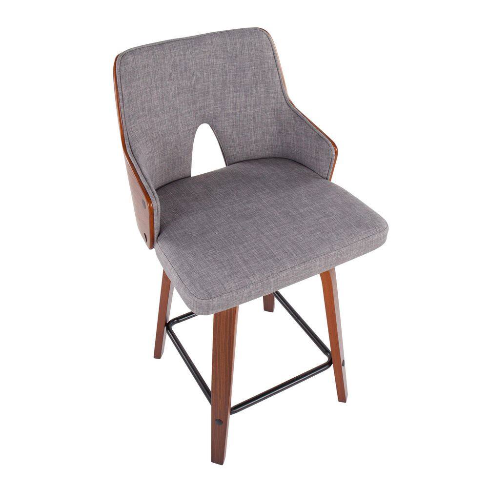 Stella Walnut and Gray Swivel Counter Stools, Set of 2