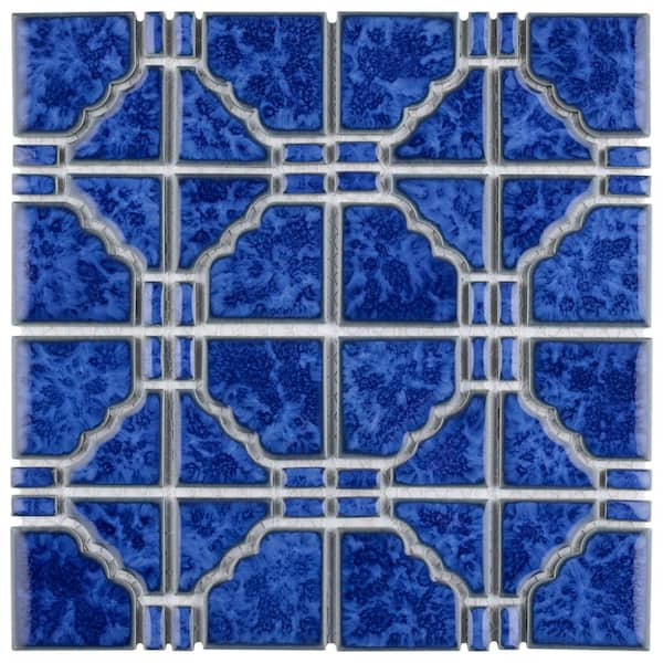 Merola Tile Osaka Blue Cloud 6 in. x 6 in. Porcelain Mosaic Take Home Tile Sample