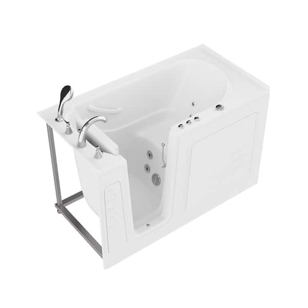 Universal Tubs HD Series 60 in. Left Drain Quick Fill Walk-In Whirlpool Bath Tub with Powered Fast Drain in White