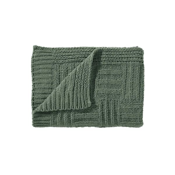 Tommy Bahama Chain Basket Green Chenille 50 x 60 Throw Blanket