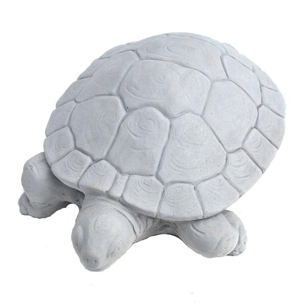 Cast Stone Water Turtle Garden Statue - Antique Gray