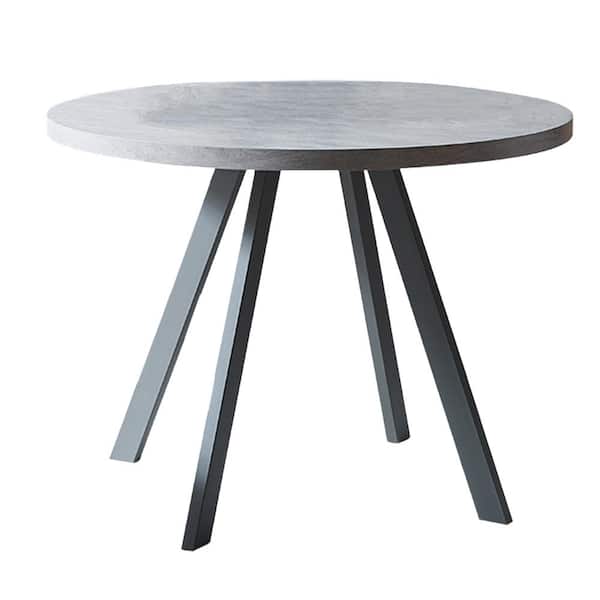 GOJANE Modern Gray MDF 35.4 in. Black Metal Legs Dining Table (Seats 4)