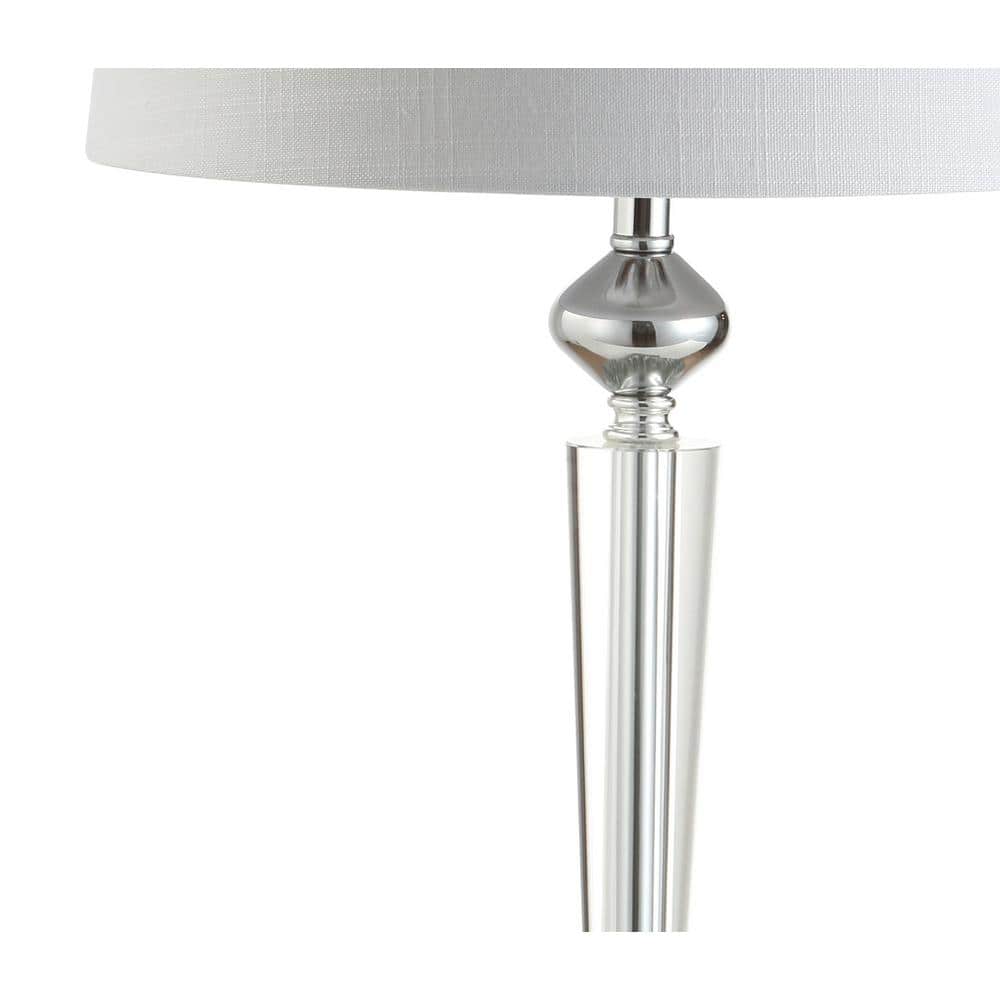 Foster 28.25" Chrome and Crystal Table Lamp with White Linen Shade