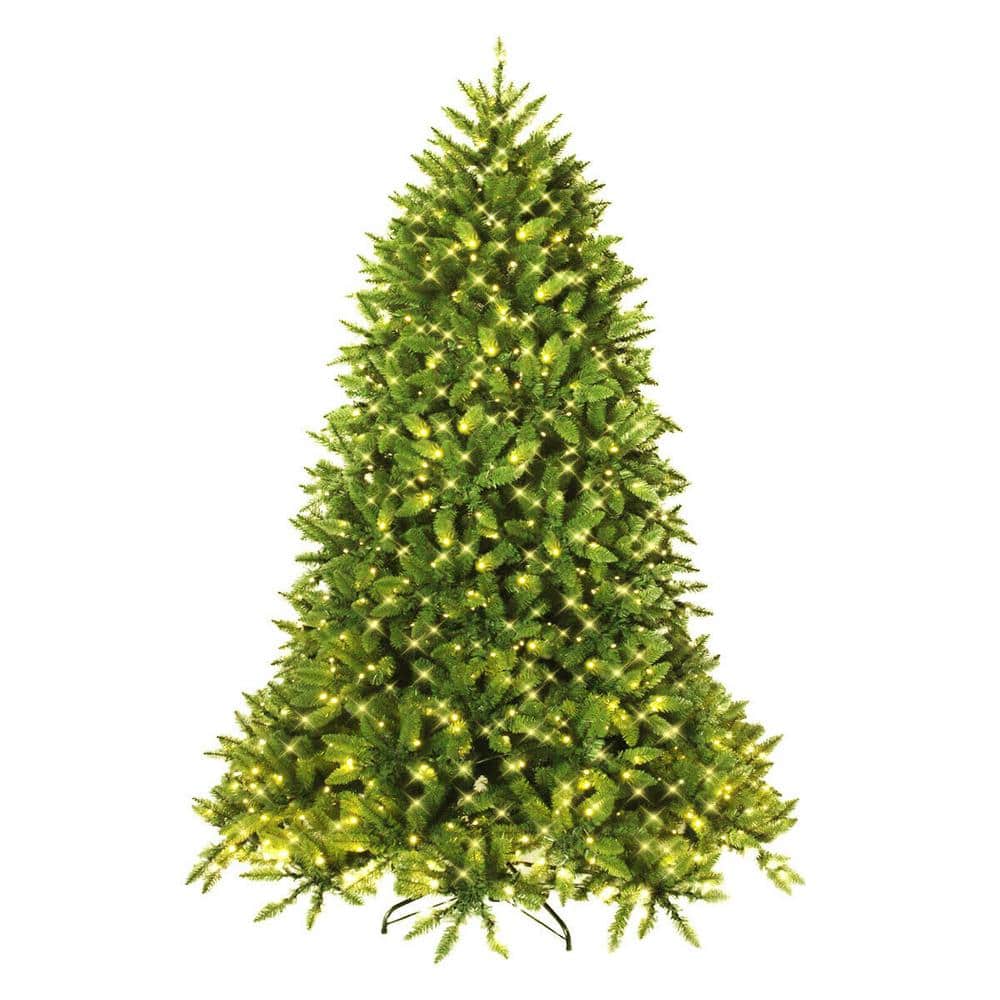 Costway 6 ft. Pre-Lit PVC Artificial Christmas Tree Hinged 8 Flash Modes with 650 LED Light