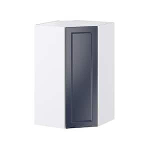 24 in. W x 40 in. H x 14 in. D Devon Painted Blue Recessed Assembled Wall Diagonal Corner Kitchen Cabinet