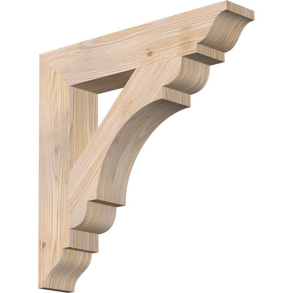 Ekena Millwork 3.5 in. x 20 in. x 20 in. Douglas Fir Olympic Traditional Smooth Bracket