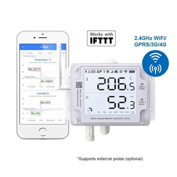 GS1-AL4G1RS Cloud-based WIFI and Cellular Temperature Sensor, Wireless Temperature and Humidity Monitor