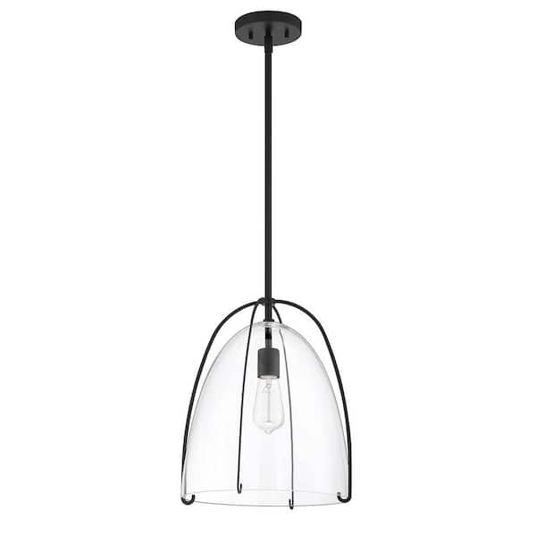 Kendal Lighting SOLANA 1-Light Black, Clear Shaded Pendant Light