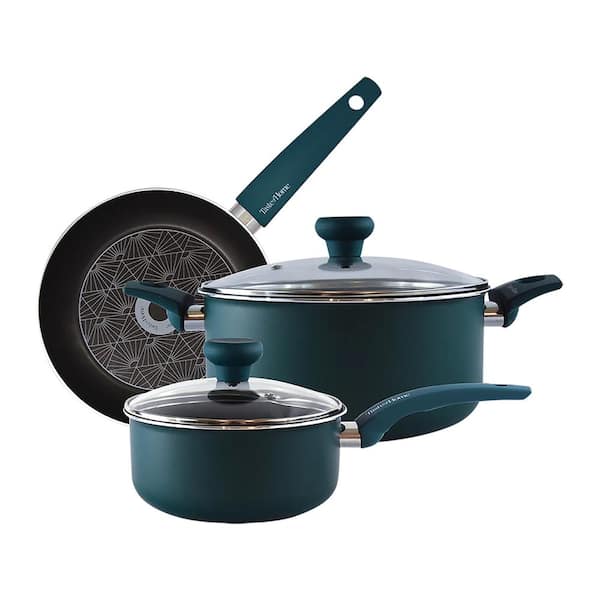Taste of Home 5 Piece Nonstick Aluminum Cookware Set with Lids in Sea Green