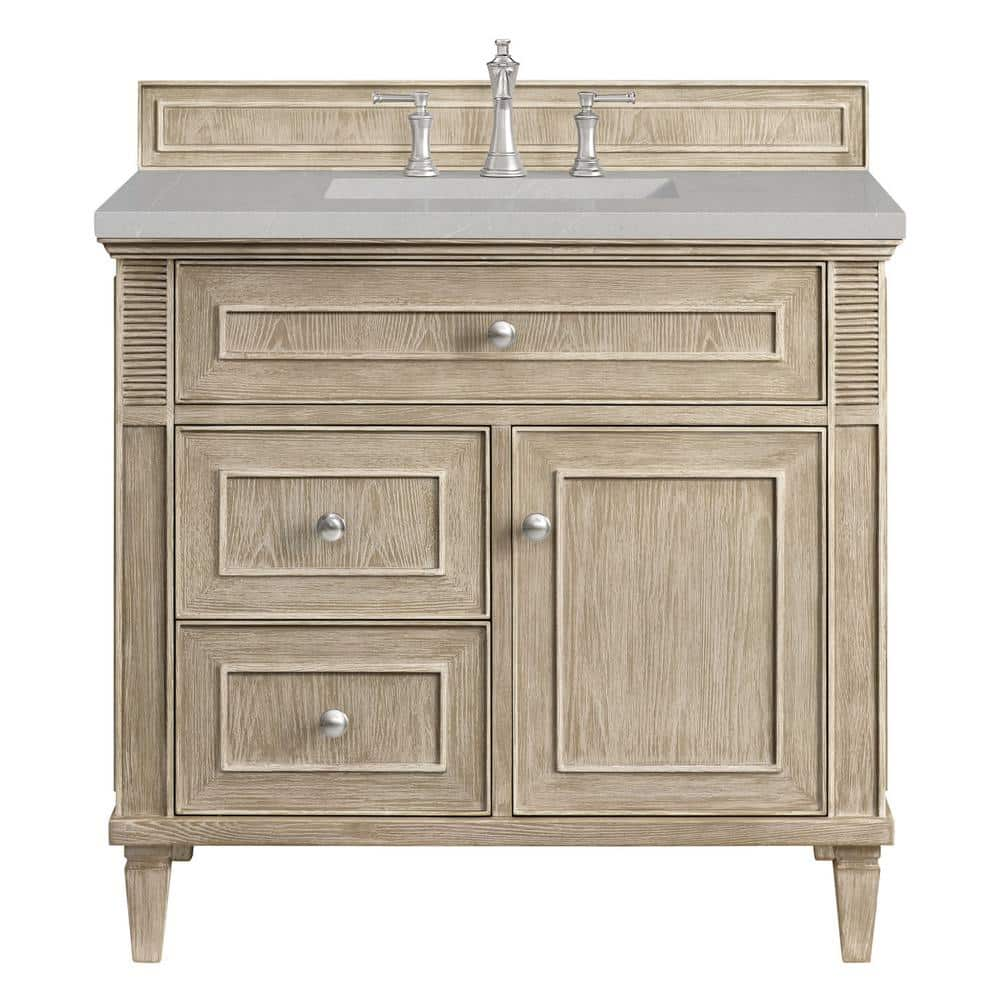 Lorelai 36.0 in. W x 23.5 in. D x 34.06 in. H Single Bathroom Vanity in Whitewashed Oak with Eternal Serena Quartz Top -  James Martin Vanities, 424V36WWO3ESR