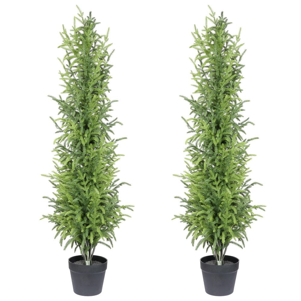 48 in. Indoor Artificial Real Touch Pine Tree in Black Plastic Pot (2-Pack) price history on PriceWatchPro