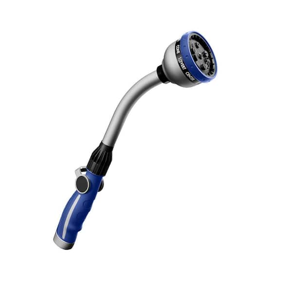 15 in. Blue Garden Hose Wand-Heavy-Duty Metal Nozzle, 10-Sprays, Thumb Flow Control for Baskets and Shrubs