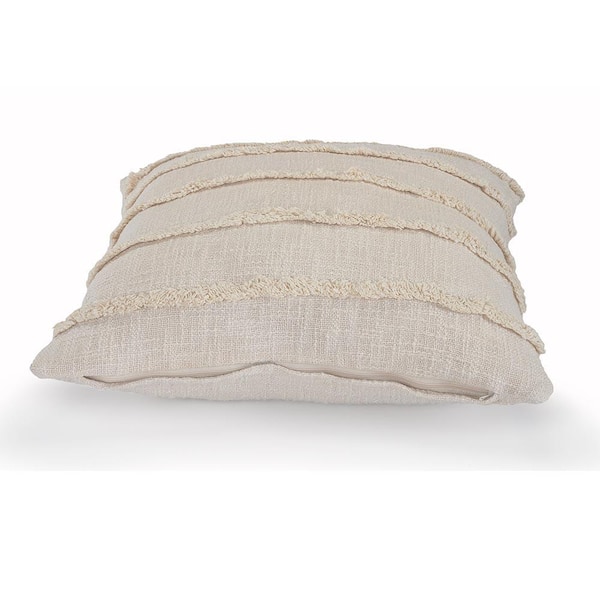 LR Home Textured Neutral Beige / White 20 in. x 20 in. Embroidered Standard Throw  Pillow 2727A8084D9348 - The Home Depot