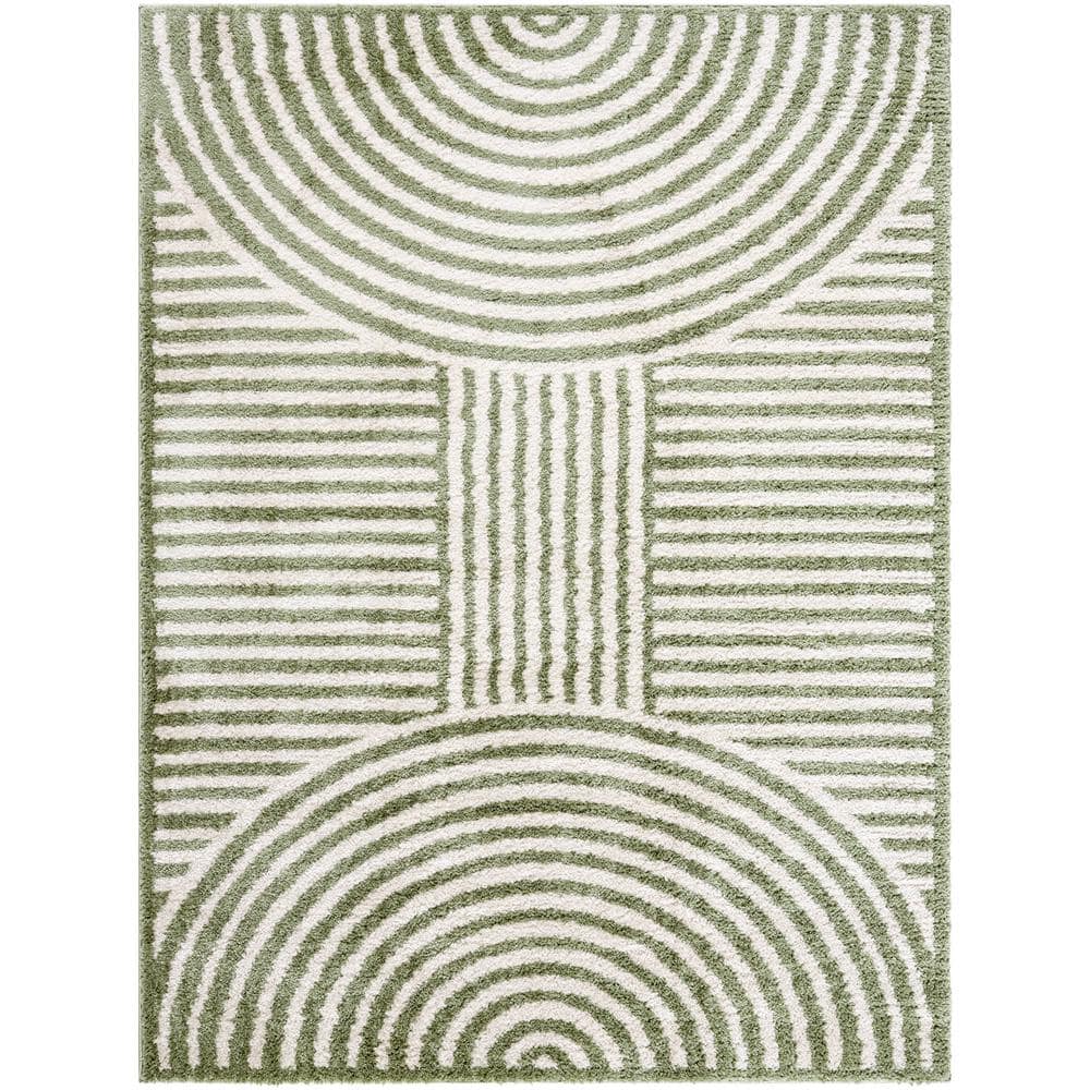 Fossay Shag Green 5 ft. x 7 ft. Modern Indoor Area Rug price history on PriceWatchPro