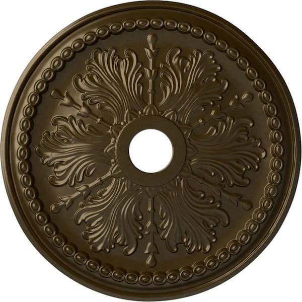 Ekena Millwork 27-1/2" x 4" ID x 1-1/2" Winsor Urethane Ceiling Medallion (Fits Canopies up to 4"), Brass