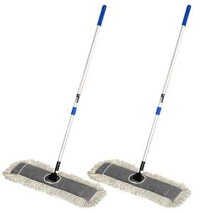 36 in. Cotton Flat Mop Dust Mop Set With Telescopic Handle (2-Pack)