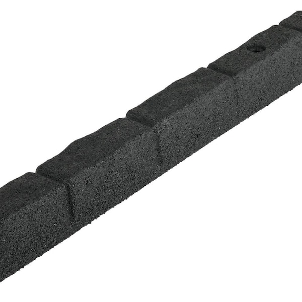 Vigoro 48 in. x 2.5 in. x 3 in. Black Interlocking Cobblestone Rubber Edging (36-Pack)