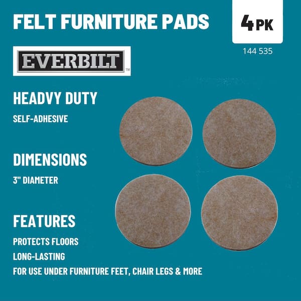 3 in. Beige Round Felt Heavy Duty Self Adhesive Furniture Pads (4-Pack)