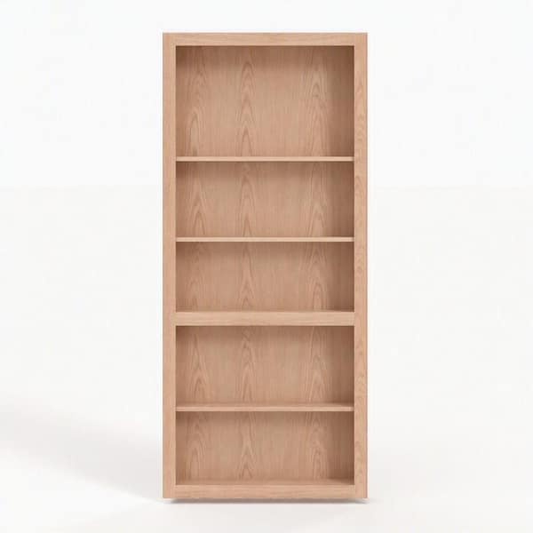 32 in. x 80 in. Flush Mount Assembled Red Oak Unfinished Wood 4-Shelf Interior Bookcase Door