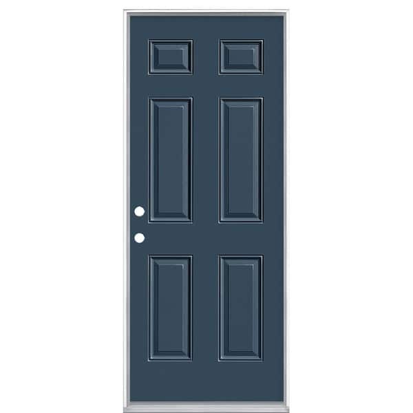 Masonite 32 in. x 80 in. 6-Panel Right-Hand Inswing Painted Steel Prehung Front Exterior Door No Brickmold