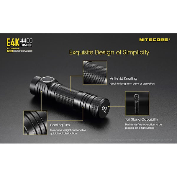 NITECORE 4400 Lumens Flashlight with USB Rechargeable Battery E4K