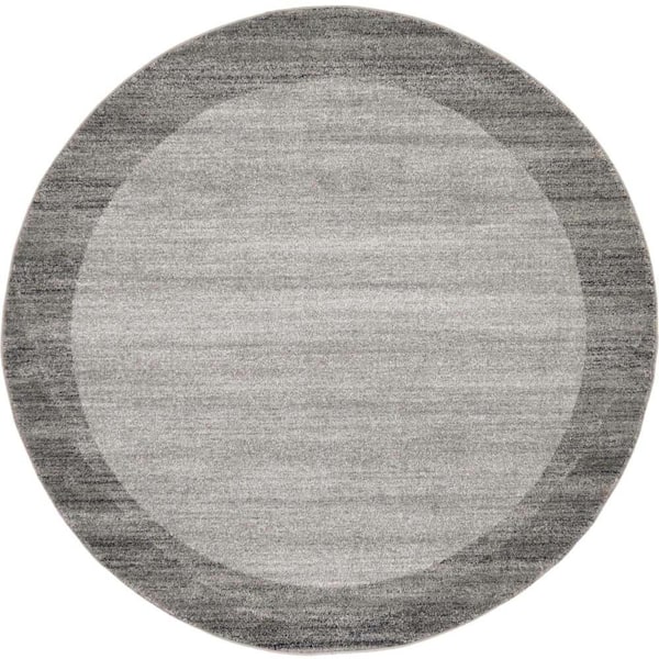 Unique Loom Del Mar Abigail Light Gray 6' 0 x 6' 0 Round Rug