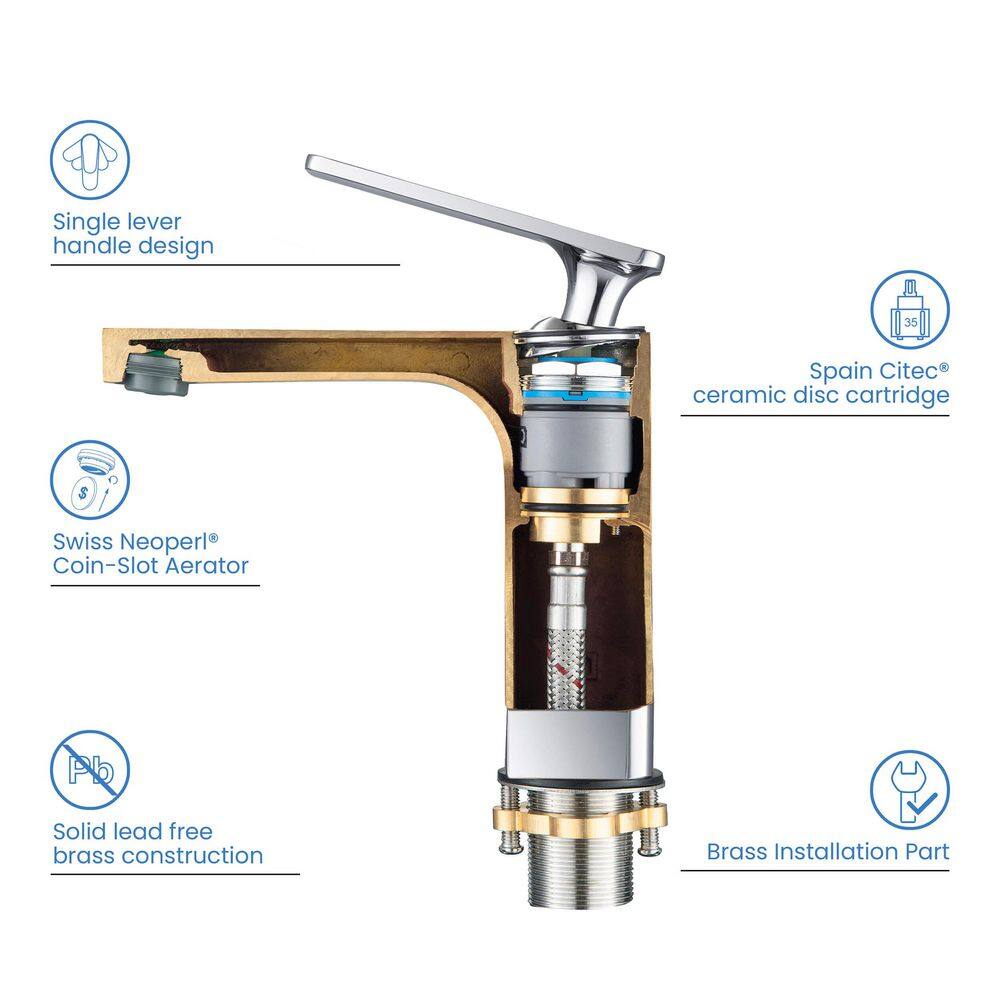Chrome Single-Handle Modern Bathroom Faucet with Pop-Up Drain