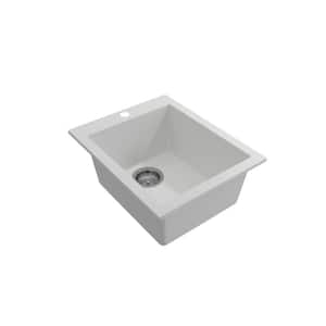 Hyperion Granite Composite 16 in. Single Hole Drop-In/Undermount Single Bowl Bar Sink in Matte White