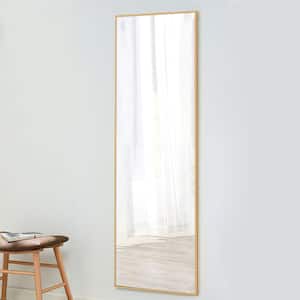 22 in. x 65 in. Modern Rectangle Framed Full-Length Mirror Gold Aluminum Alloy Mirror Standing Mirror, Standing Holder