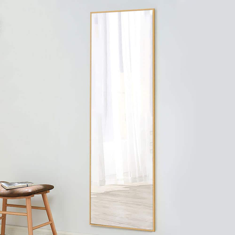 22 in. x 65 in. Modern Rectangle Framed Full-Length Mirror Gold Aluminum Al