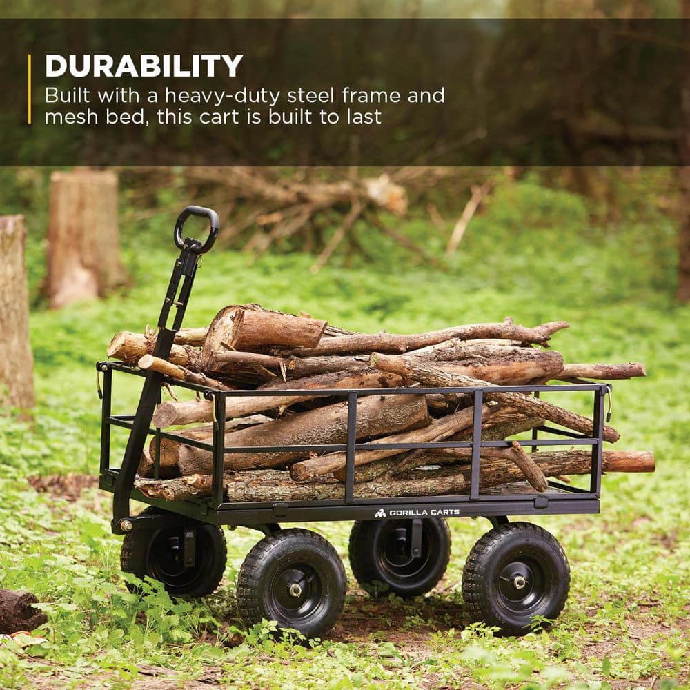 Black Heavy-Duty Steel Utility Wagon with Removable Sides