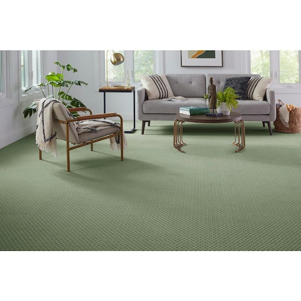 Transcends Time Lucky Clover Green 39 oz. Triexta Pattern Installed Carpet
