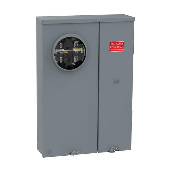 Homeline Outdoor 100 Amp 4-Space 8-Circuit Ringless Lever Bypass Plug On Neutral Solar Ready Combination Load Center