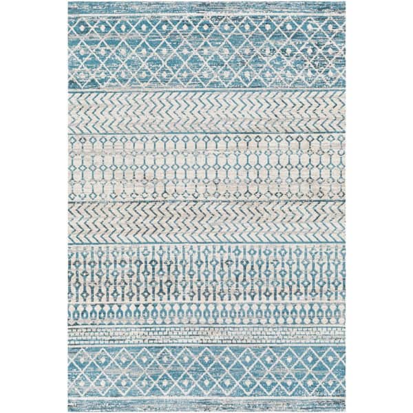 Livabliss Shondra Light Blue/Multi 9 ft. x 12 ft. Indoor Machine-Washable Area Rug