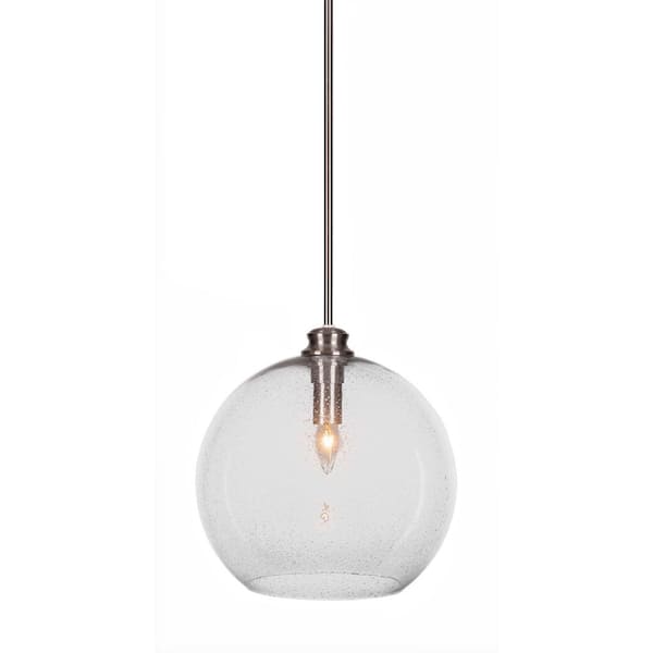 Unbranded Langdale 60-Watt 1-Light Brushed Nickel Shaded Mini Pendant Light with Glass Shade