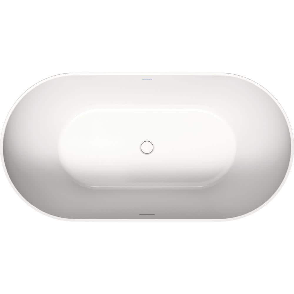 58" White Acrylic Freestanding Double Slipper Soaking Tub