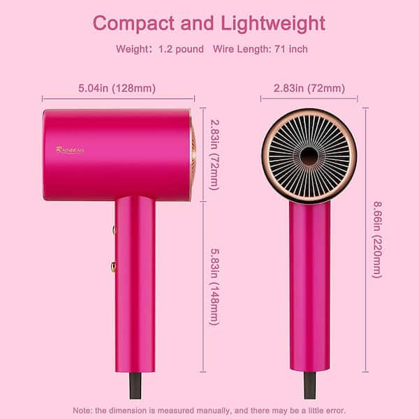 Aoibox Pink 1800-Watt Water Ionic Hair Dryer with Magnetic Nozzle 2 Speed  and 3 Heat Settings Powerful Low Noise HDDB1117 - The Home Depot
