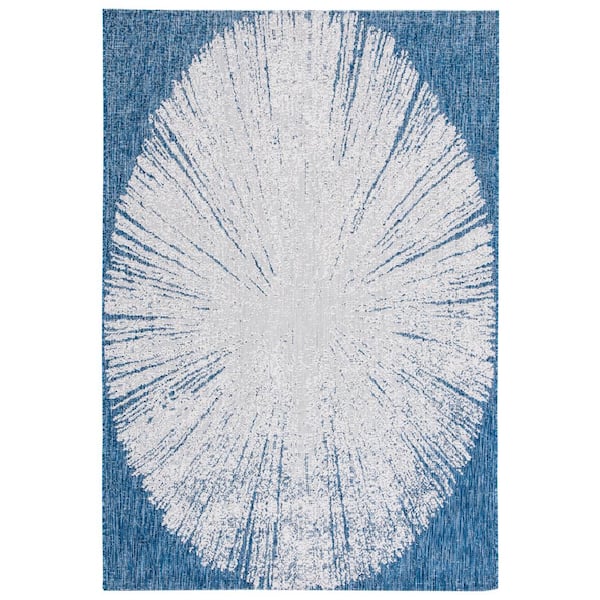 SAFAVIEH Courtyard Beige/Navy Doormat 2 ft. x 4 ft. Floral Abstract Indoor/Outdoor Area Rug