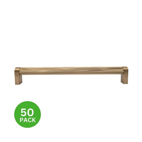 50-Pack Kent Knurled 12 in. (305 mm) Center-to-Center Industrial Satin Brass Bar Drawer Pull