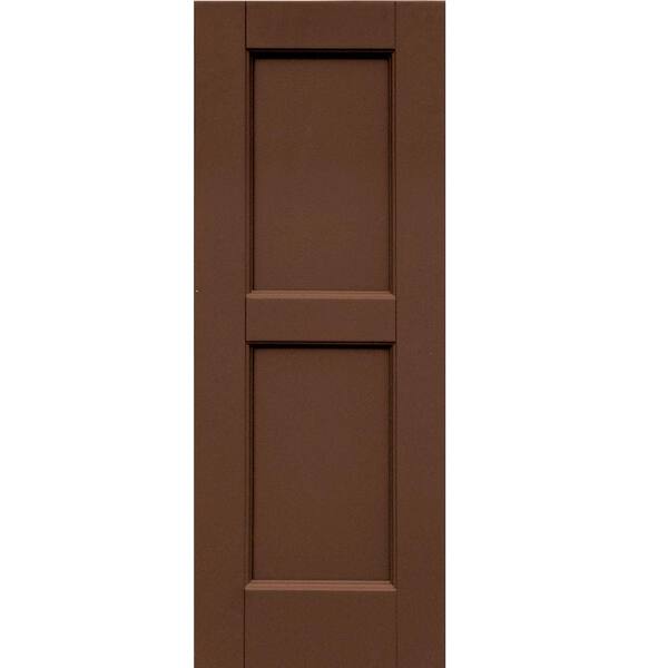Winworks Wood Composite 12 in. x 32 in. Contemporary Flat Panel Shutters Pair #635 Federal Brown