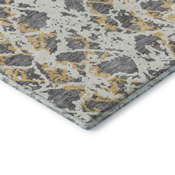 Mayfield Premium Machine Washable Abstract AMF969 Gray 1 ft. 8 in. x 2 ft. 6 in. Area Rug
