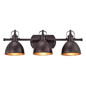 6 in. 3 -Light Oil Rubbed Bronze Dimmable Bath Sconce Vanity-Light with Shade